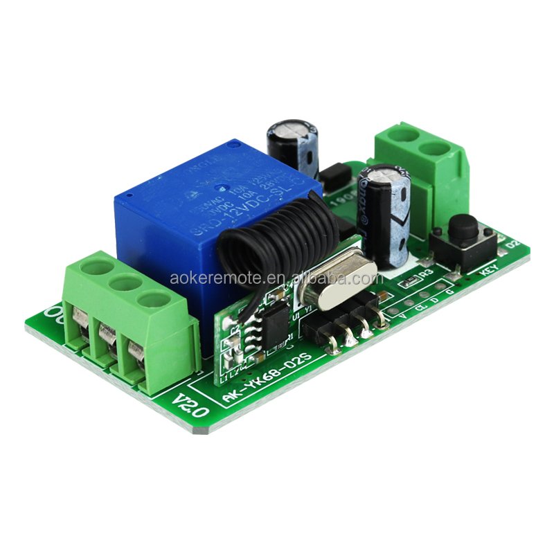 DC12V 10A 1CH Relay High Current Relay Receiver Learning Code 315/433MHz Wireless Remote Control Switch for Garage Gate Motor