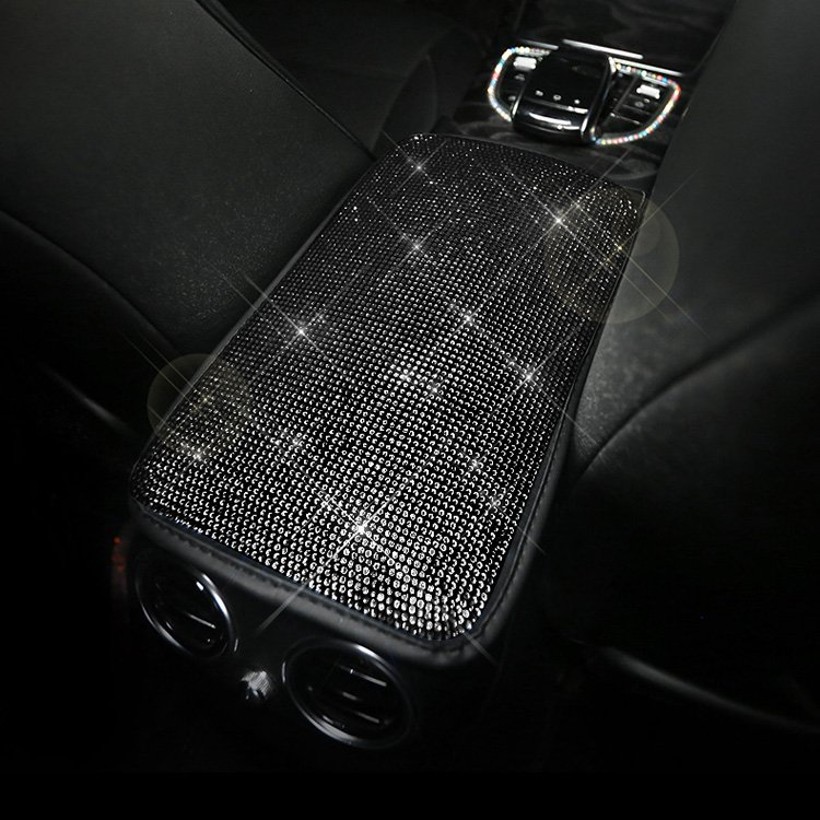 Car Black Full Rhinestone Steering Wheel Cover Rhinestone Women's Handle Cover Goddess Style