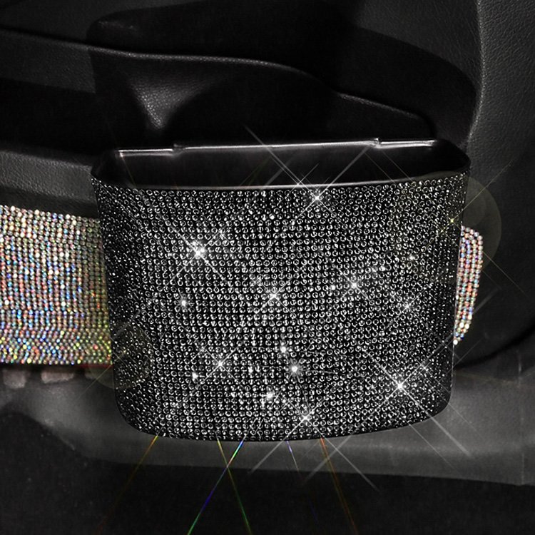 Car Black Full Rhinestone Steering Wheel Cover Rhinestone Women's Handle Cover Goddess Style