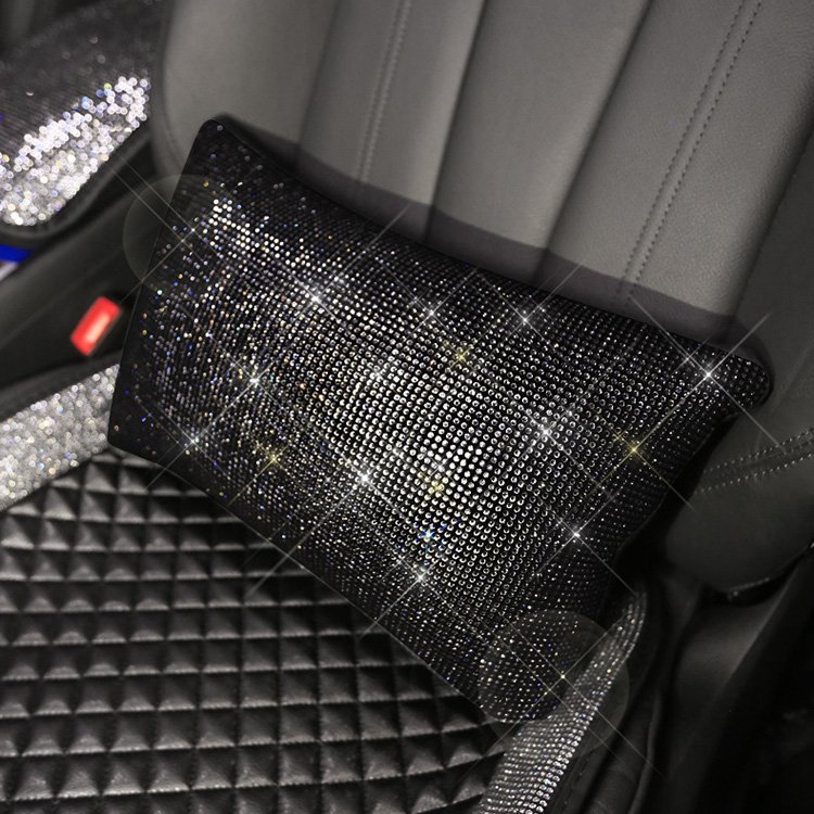 Car Black Full Rhinestone Steering Wheel Cover Rhinestone Women's Handle Cover Goddess Style