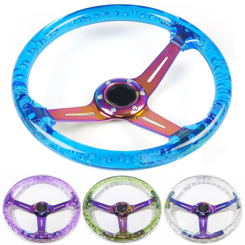 PUERXIN Universal Auto Transparent Steering Wheel 14 Inch 350mm Car Modification Sport Acrylic Car Steering Wheel For Car