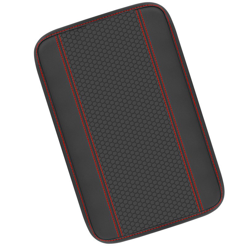 Universal Armrest Box Cushion Fiber Leather Embossed Double Line Anti-Slip Front Armrest Cover