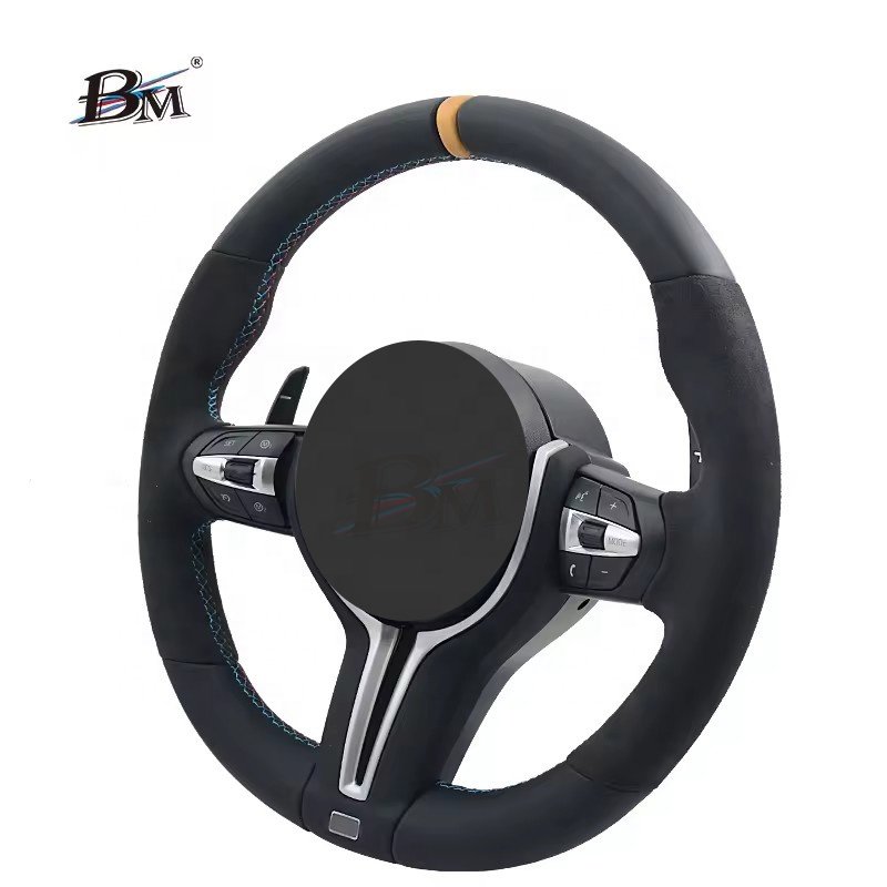 For BMW M5 M6 F10 5-Series F12 6-Series F01 7-Series Sport Custom Car Alcantara Leather M Performance Steering Wheel by BM