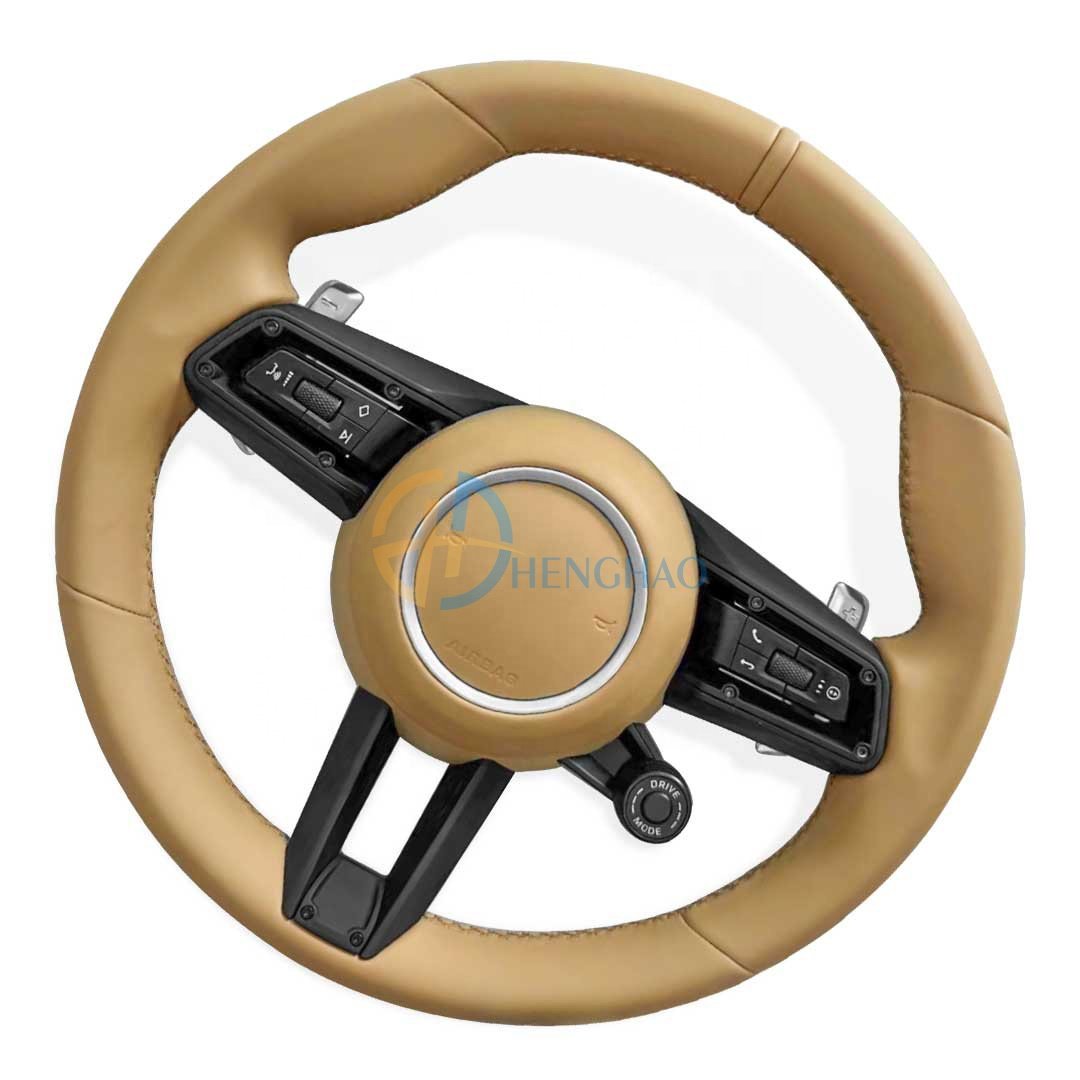 Custom Car Leather Steering Wheel For Porsche Cayenne Macan Cayman 718 911 991 992 Panamera Upgraded New Style Steering Wheel