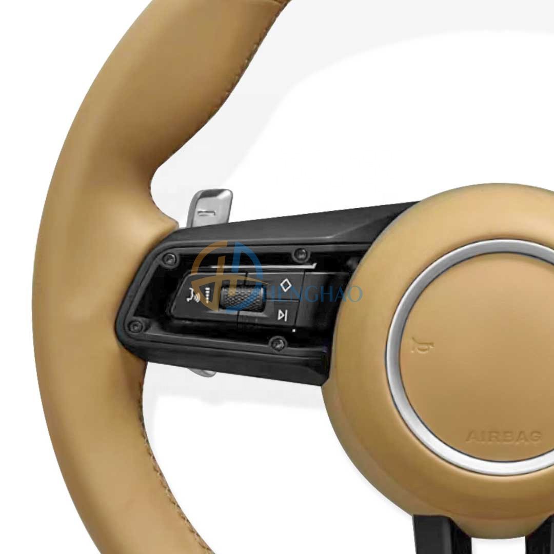 Custom Car Leather Steering Wheel For Porsche Cayenne Macan Cayman 718 911 991 992 Panamera Upgraded New Style Steering Wheel