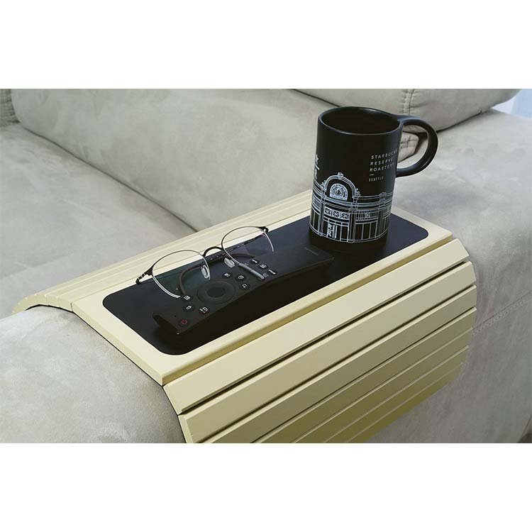 Factory Supply WDF Bamboo Sofa Cup Holder Arm Couch Cup Holder Sofa Armrest Organizer Cup coaster Bamboo Sofa Arm Tray Table