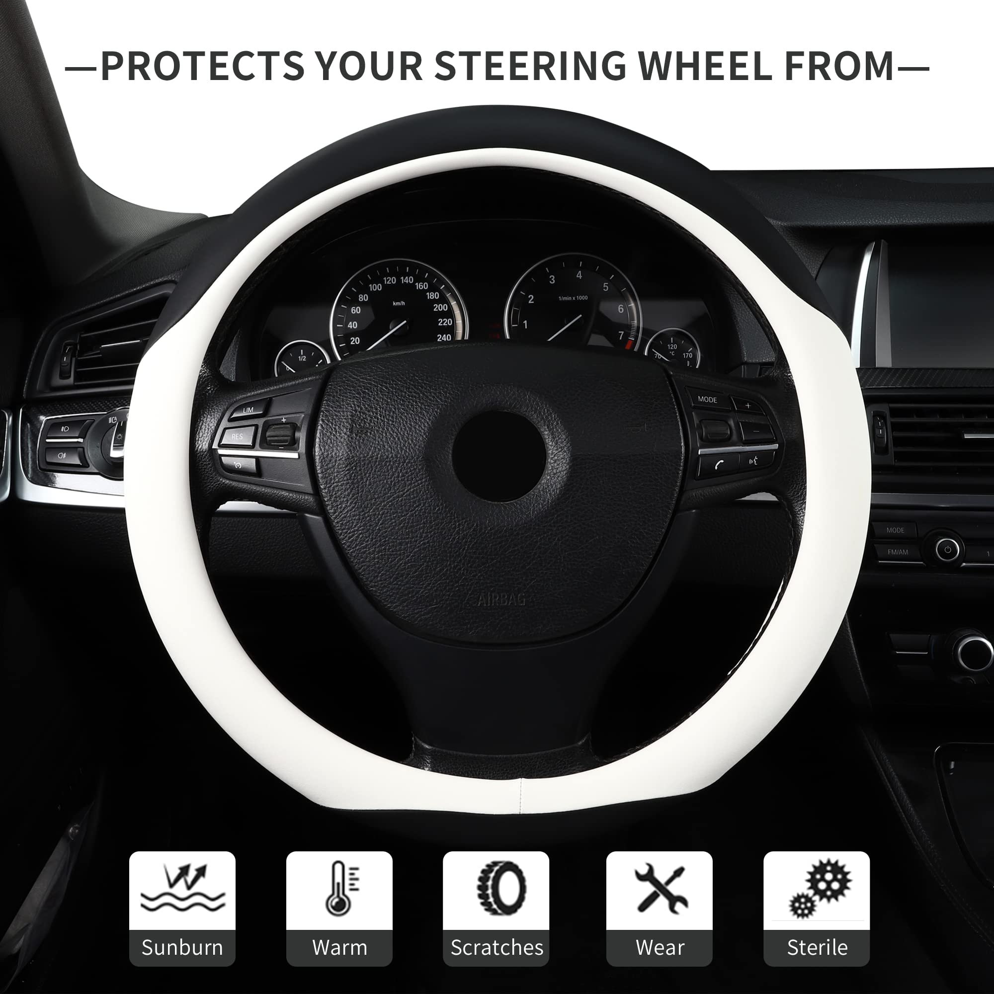 Car Steering Wheel Cover New Type Popular Genuine Leather Black Custom Customize Personalised Logo Steering Wheel Cover