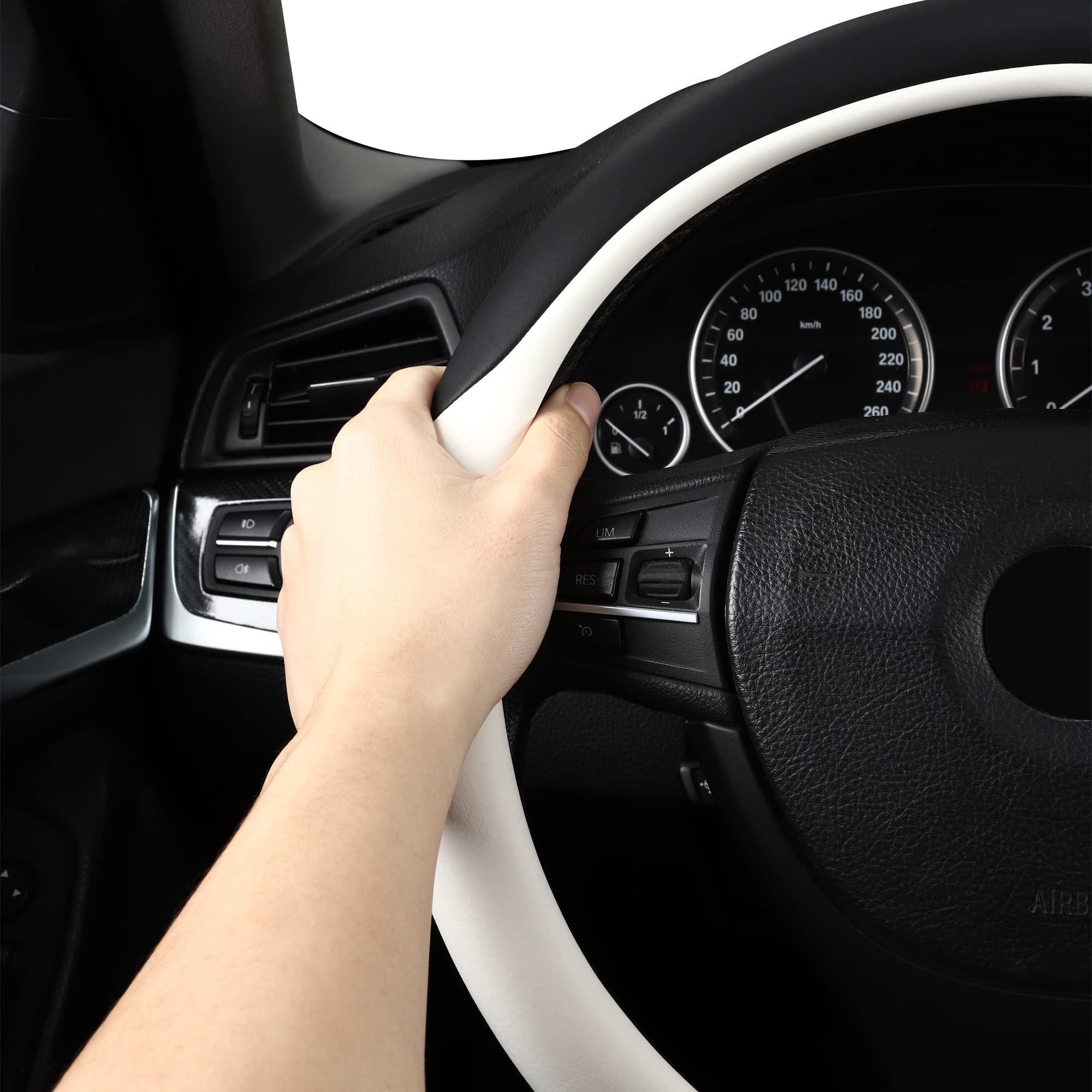 Car Steering Wheel Cover New Type Popular Genuine Leather Black Custom Customize Personalised Logo Steering Wheel Cover