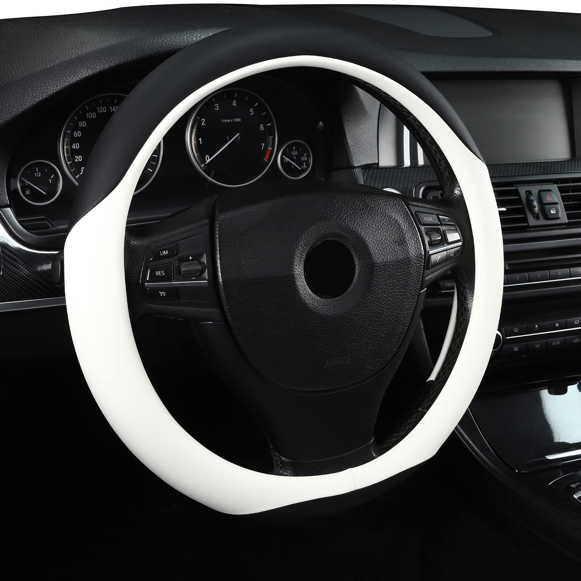 Car Steering Wheel Cover New Type Popular Genuine Leather Black Custom Customize Personalised Logo Steering Wheel Cover
