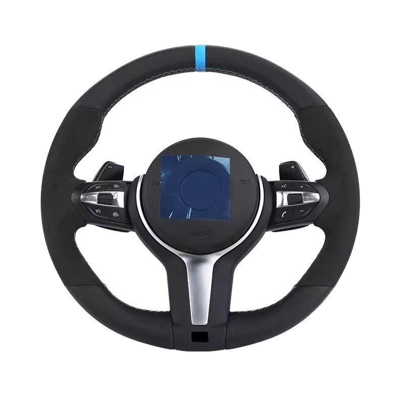 Custom Top Strip Alcantara Leather M Sport Lenkrad Volant Steering Wheel for BMW 3 Series F10 F30 X5 E70 E60 E90 E92 F20 F25 F32