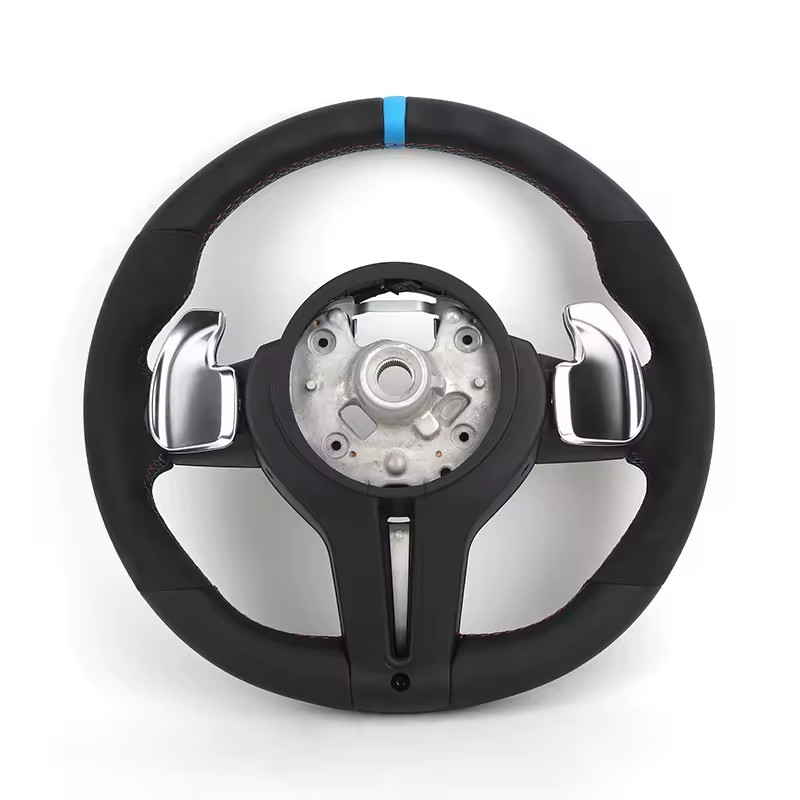 Custom Top Strip Alcantara Leather M Sport Lenkrad Volant Steering Wheel for BMW 3 Series F10 F30 X5 E70 E60 E90 E92 F20 F25 F32