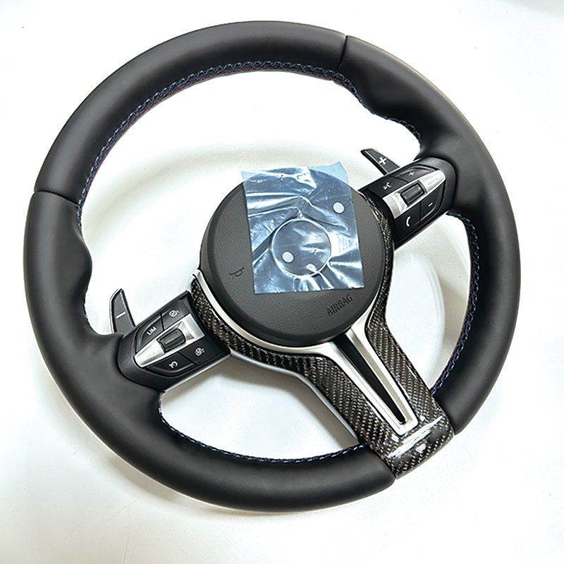 F30 F32 F10 F20 F07 F01 E46 E60 E90 M3 M4 M5 M7 Leather Steering Wheel With Carbon Fiber Cover