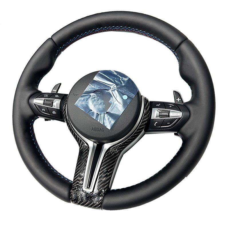 F30 F32 F10 F20 F07 F01 E46 E60 E90 M3 M4 M5 M7 Leather Steering Wheel With Carbon Fiber Cover