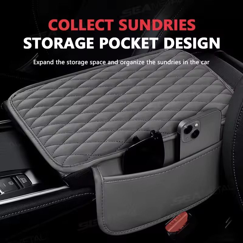 Car Arm Rest Pad Center Console Auto Armrest Box Protection Cover Elbow Rest Protector Cushion with Side Storage Pocket