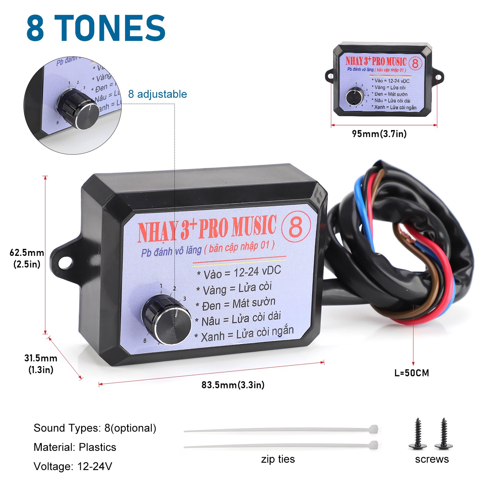 3+Pro Music Rapid Horn Relay Controller 8Tones for Motorcycle Car Auto Marine Boat 12-24V Speaker Sound Control Horn Controller