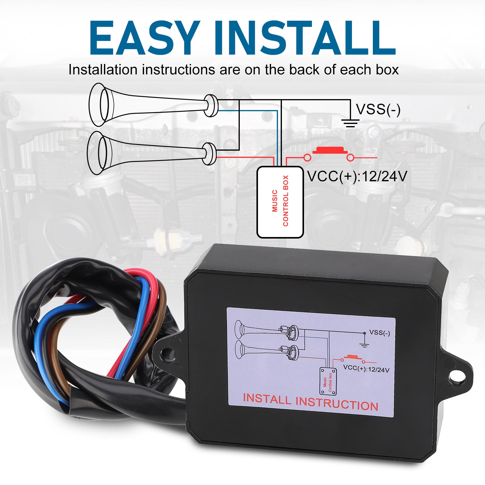 3+Pro Music Rapid Horn Relay Controller 8Tones for Motorcycle Car Auto Marine Boat 12-24V Speaker Sound Control Horn Controller
