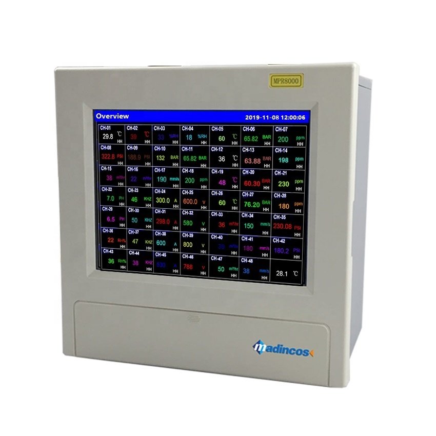 MPR8000: 10.4'' Huge LCD Universal Digital 36/40/48 Multi Channel Color Paperless Chart Recorder with RS485 /Ethernet/48 Relay