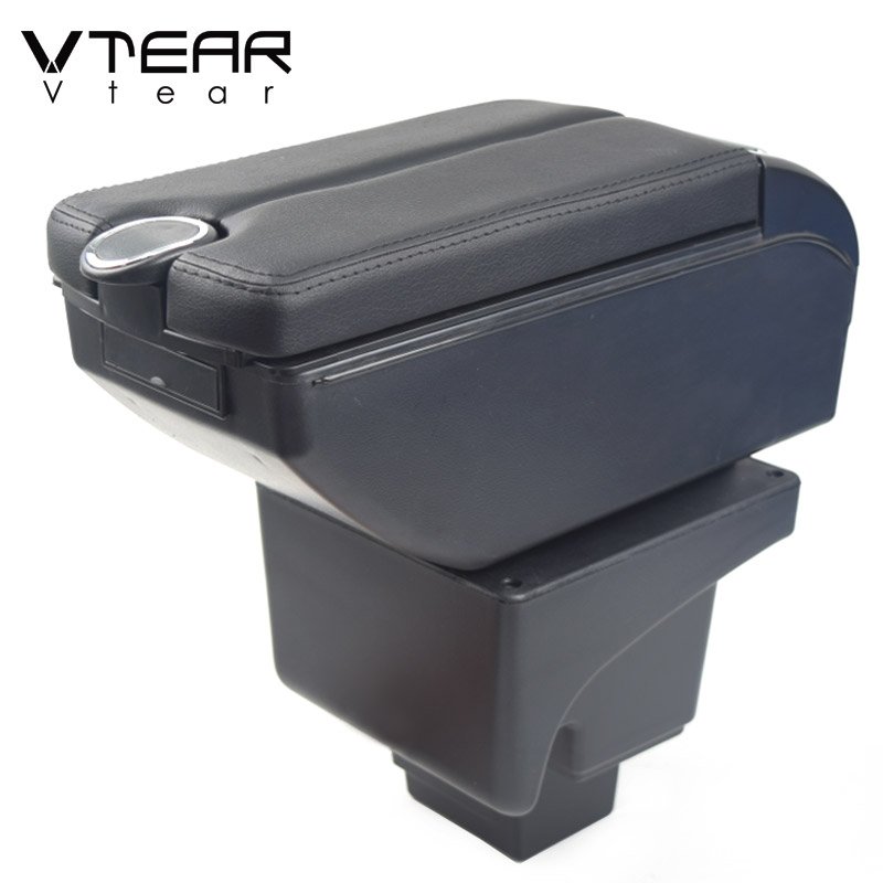Vtear for Ford Focus MK3 Accessories Car Armrest ABS Arm Rest Leather Storage Box USB Decoration Car-styling Interior Parts 2017