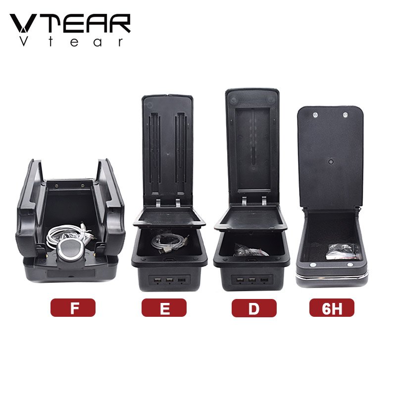 Vtear for Ford Focus MK3 Accessories Car Armrest ABS Arm Rest Leather Storage Box USB Decoration Car-styling Interior Parts 2017