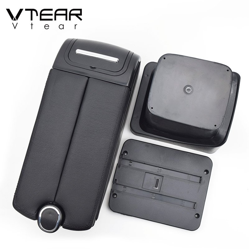 Vtear for Ford Focus MK3 Accessories Car Armrest ABS Arm Rest Leather Storage Box USB Decoration Car-styling Interior Parts 2017