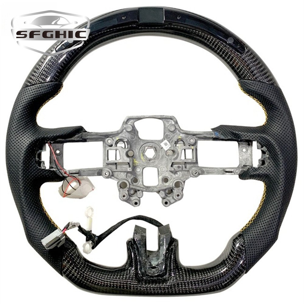 Customizable LED Car Steering Wheel For Ford Mustang 2014 -2017 Sports Flat Bottom Carbon Fiber Steering Wheel