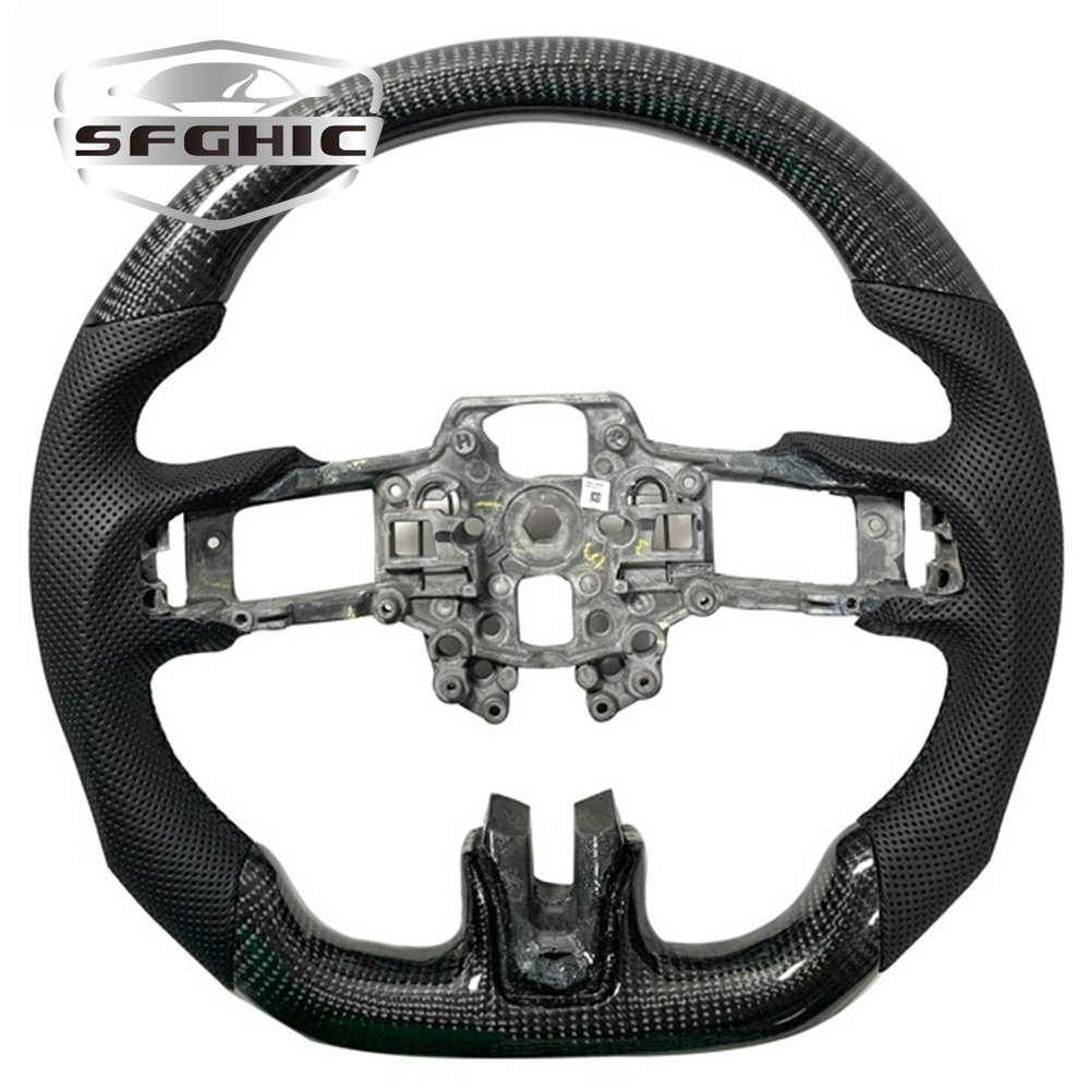 Customizable LED Car Steering Wheel For Ford Mustang 2014 -2017 Sports Flat Bottom Carbon Fiber Steering Wheel