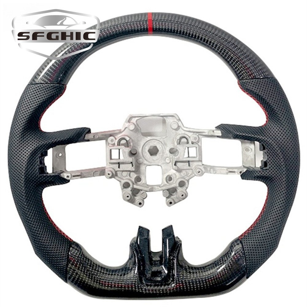 Customizable LED Car Steering Wheel For Ford Mustang 2014 -2017 Sports Flat Bottom Carbon Fiber Steering Wheel