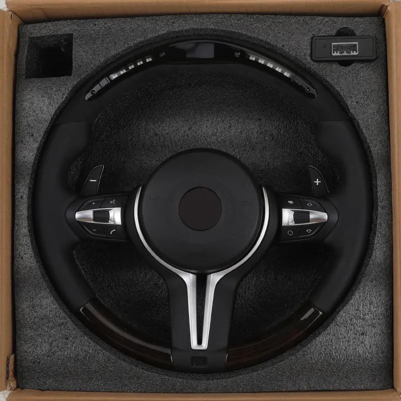 M Sport Wooden Flat Bottom Alcantara LED Steering Wheel for BMW F06 F10 F11 F22 F30 F32 F36 X5 F15 E70 X6 E71 E90 F80 M3 F82 M4