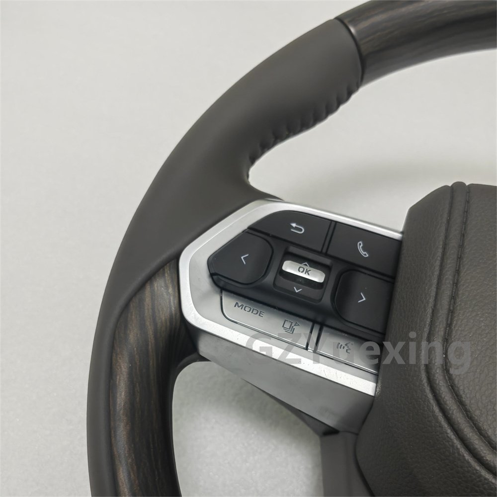 Gray Leather Peach Wood Grain Steering Wheel Fit for Toyota LC300 Steering Wheel
