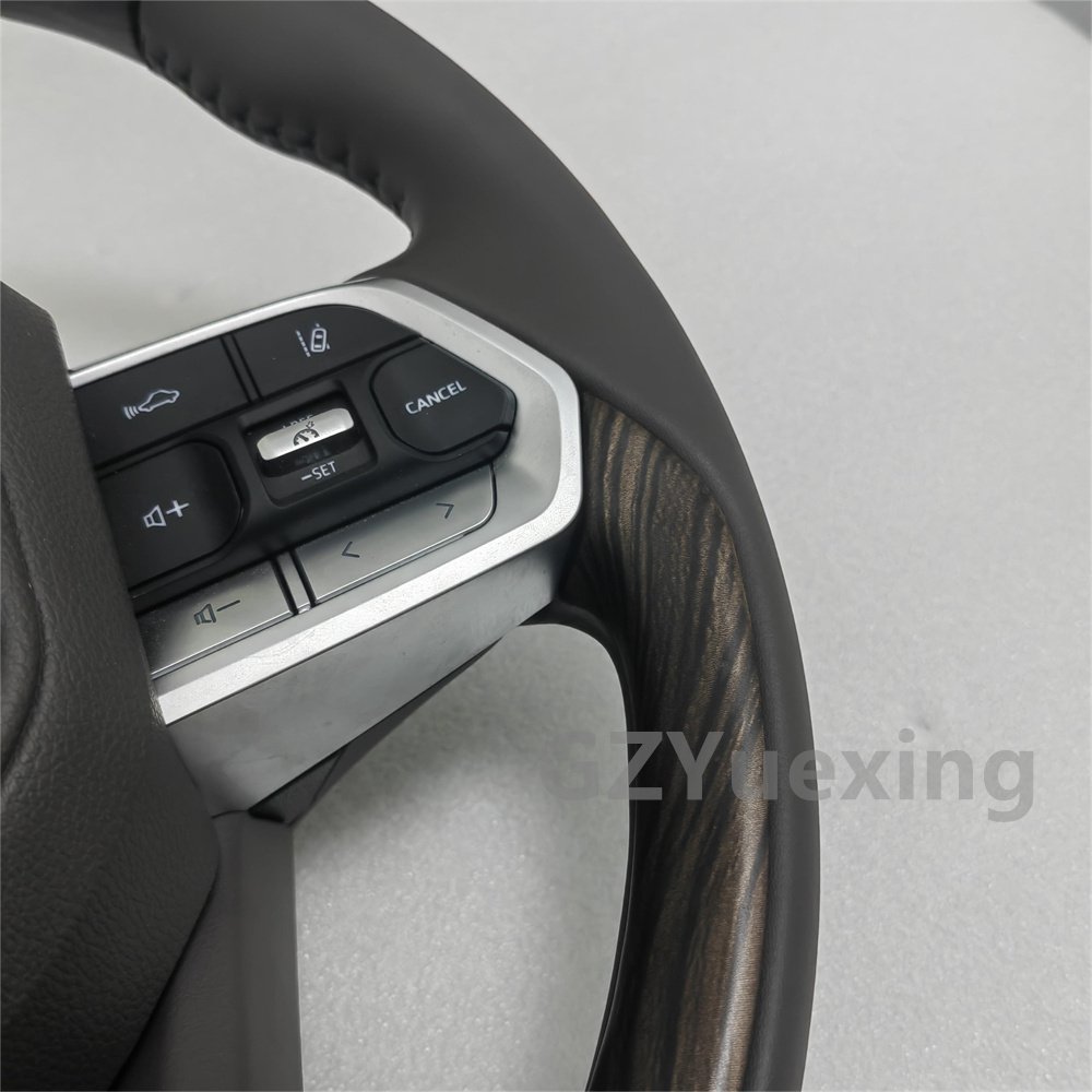 Gray Leather Peach Wood Grain Steering Wheel Fit for Toyota LC300 Steering Wheel