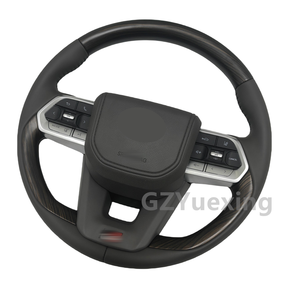 Gray Leather Peach Wood Grain Steering Wheel Fit for Toyota LC300 Steering Wheel