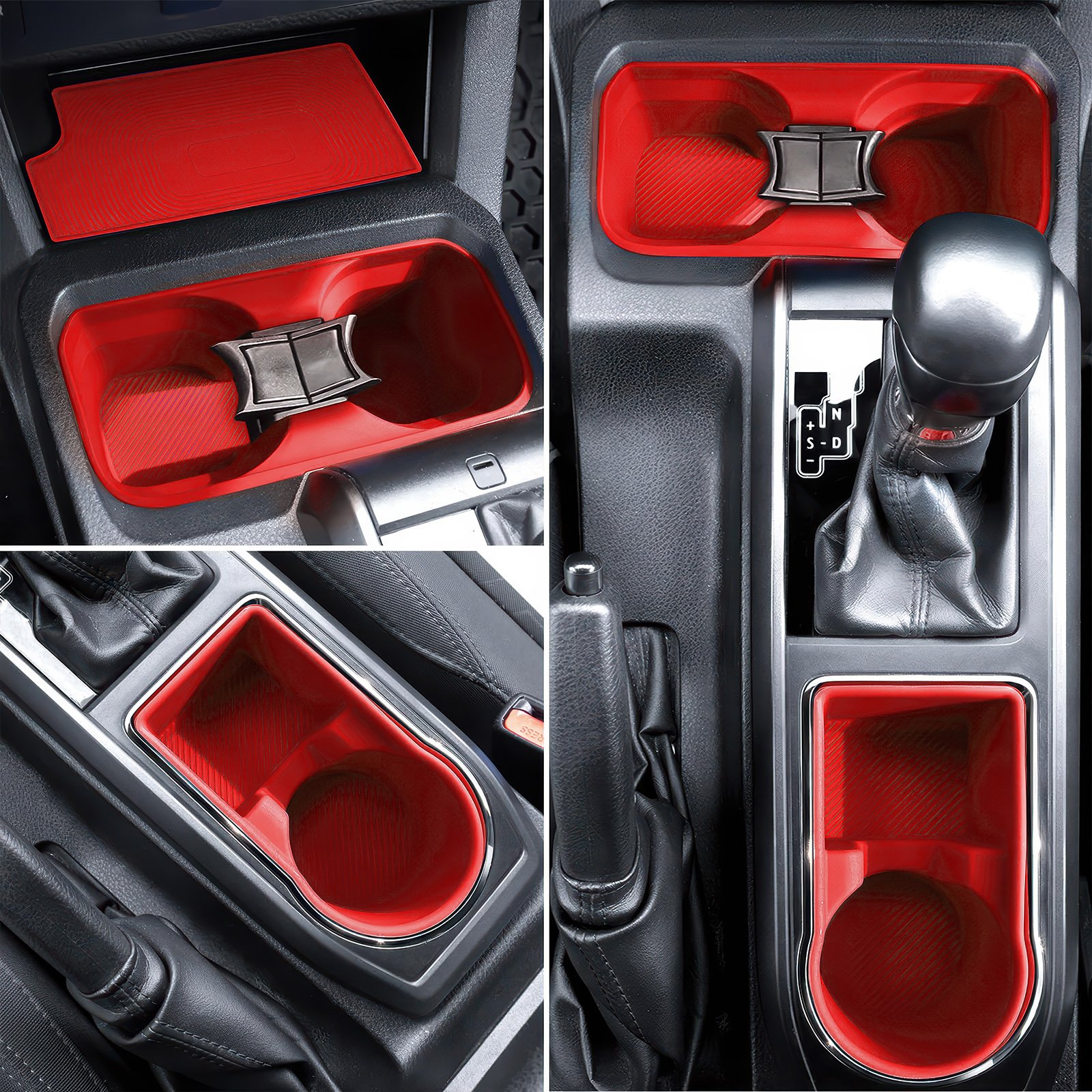 Suitable for Toyota TACOMA Gen 3 2017-2023 Armrest Box, Rear Water Cup Silicone Box Storage Box (Red - Black -Blue)