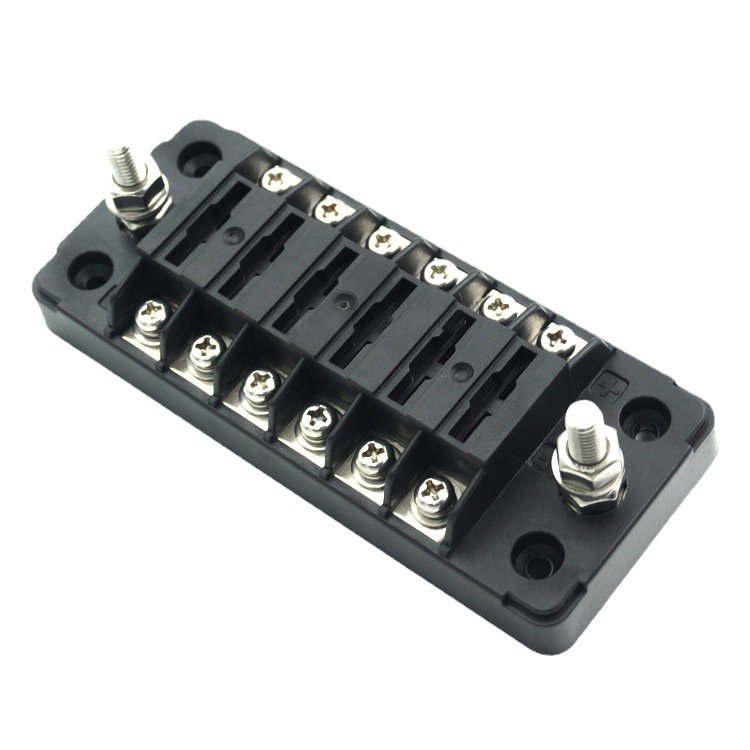 Car Blade Fuse Block ATO/ATC 6 In 6 Out 32v 6 Way Waterproof Auto Medium Blade Fuse Box with Protection Cover