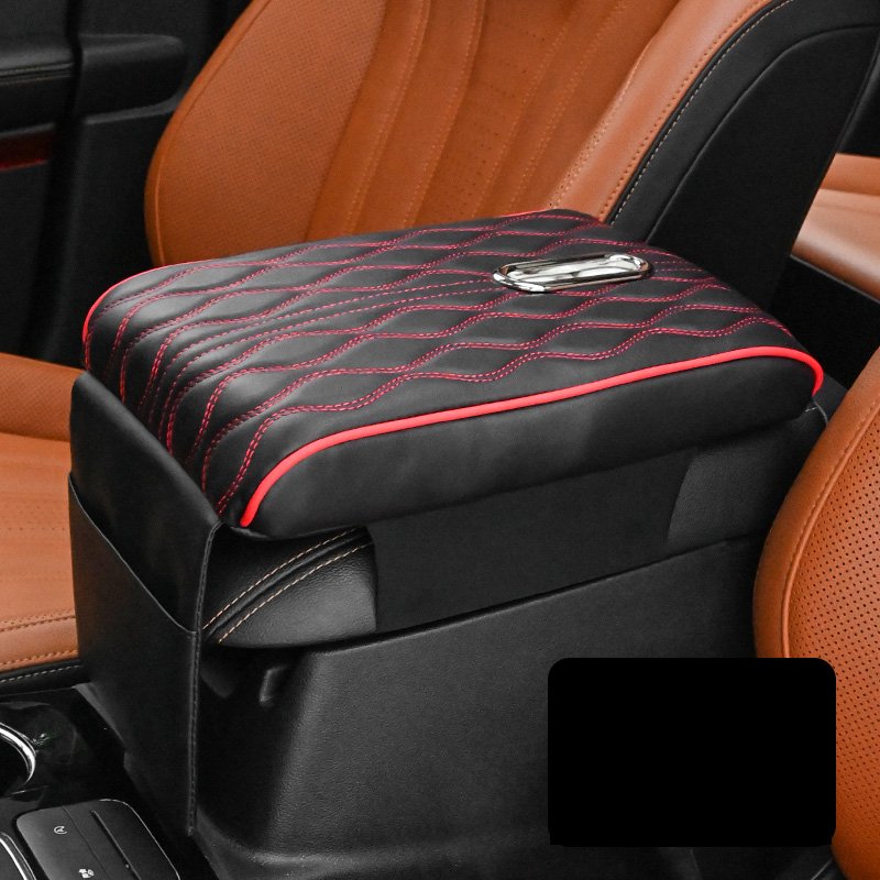 Durable Leather Center Console Storage Tissue Organizer Rotatable Car Armrest Cushion with Phone Bag