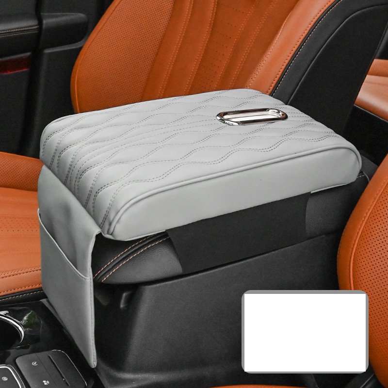 Durable Leather Center Console Storage Tissue Organizer Rotatable Car Armrest Cushion with Phone Bag