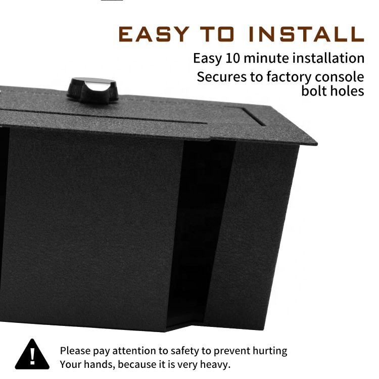 Tuojue Metal Console Storage Lock Box Interior Security Gun Safe Vault Insert Compatible Dodge Ram 1500 2009-2018 Pickup Truck