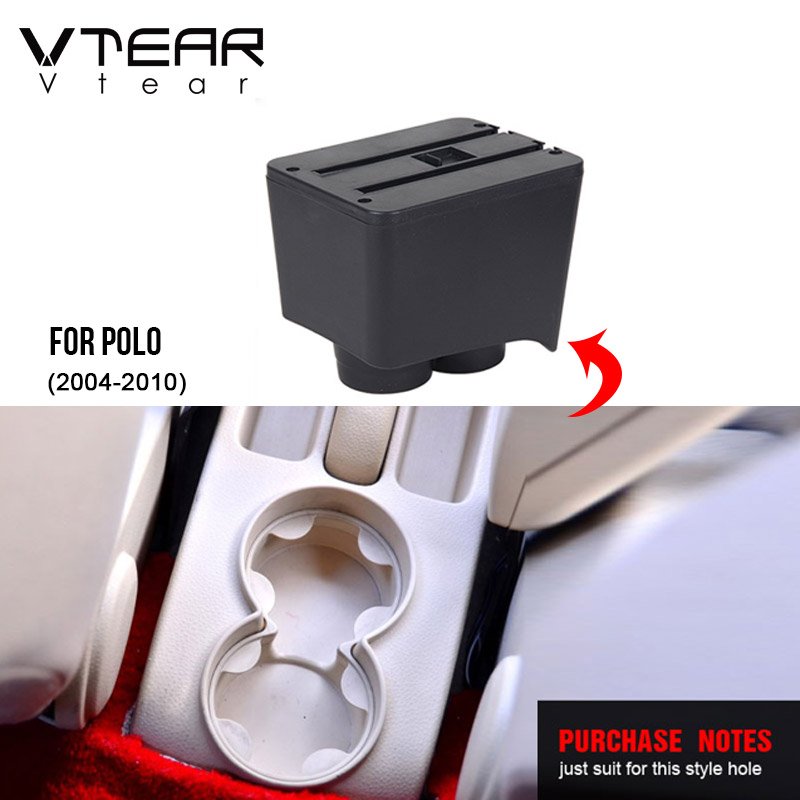 Vtear Car-styling Decoration Accessories Parts Cover 2010 for VW Polo 9n 6R Armrest Interior Center Console Arm Rest Storage Box