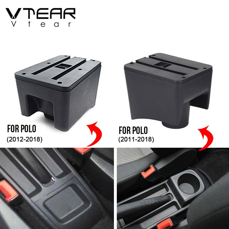 Vtear Car-styling Decoration Accessories Parts Cover 2010 for VW Polo 9n 6R Armrest Interior Center Console Arm Rest Storage Box