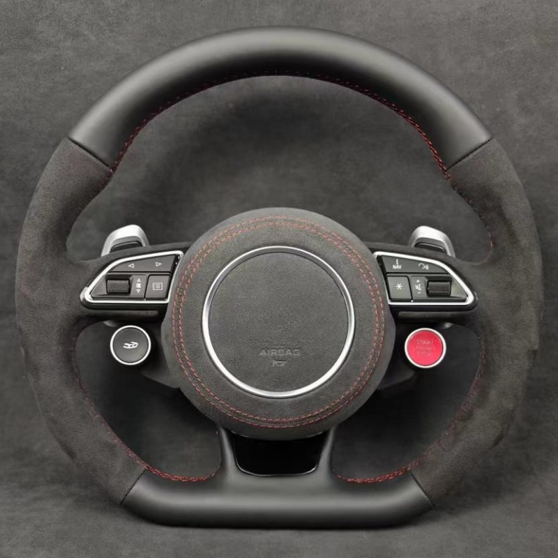 Customize S-Line with start button Alcantara leather Steering Wheel For Audi R8 TTRS C6 C7 S7 S4 A4 B8 RS3 S5 B9 A6 C8 A3 2018