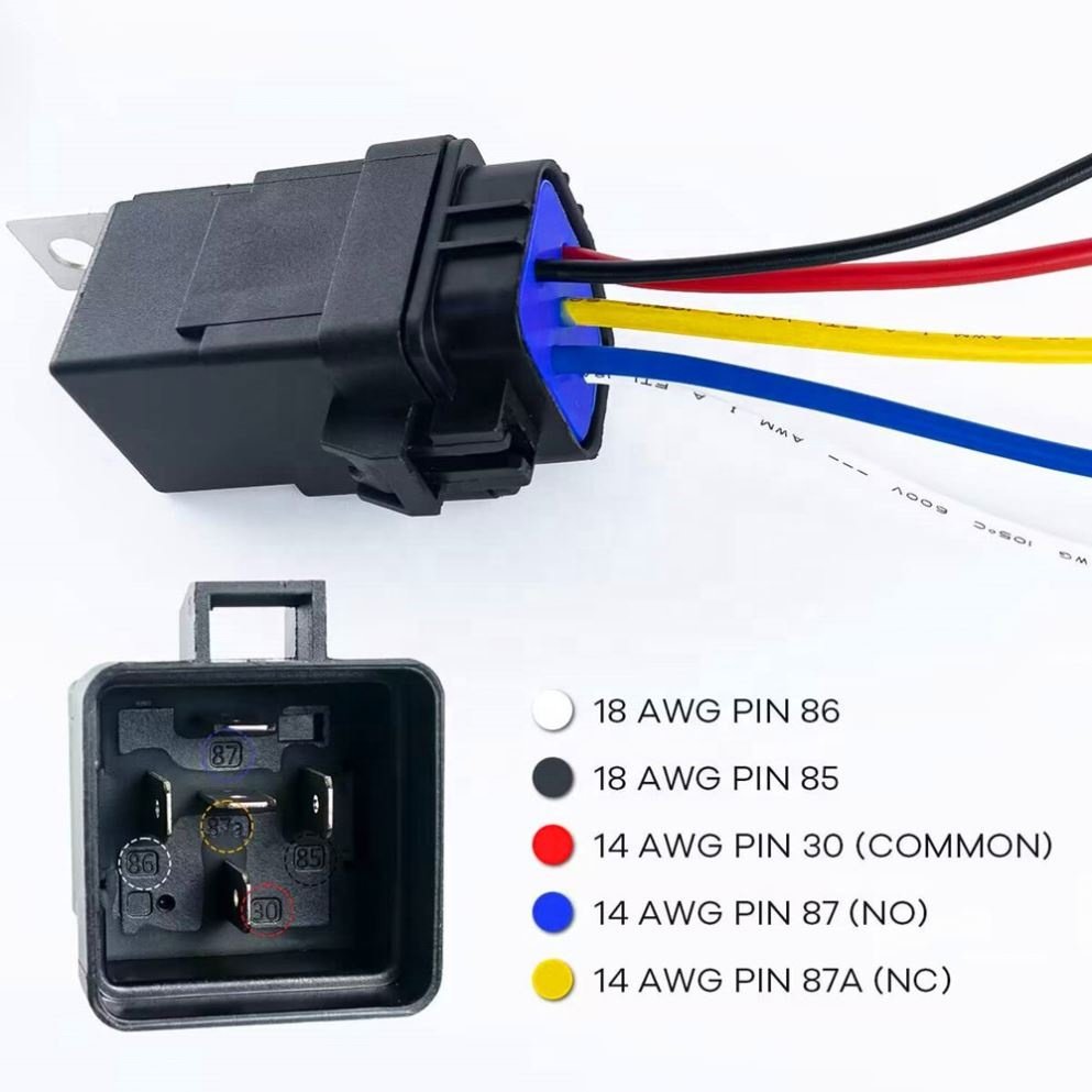 5-piece 12VDC 40/30A Waterproof Integrated Relay with Wiring Harness 4-wire 5-wire Car Relay
