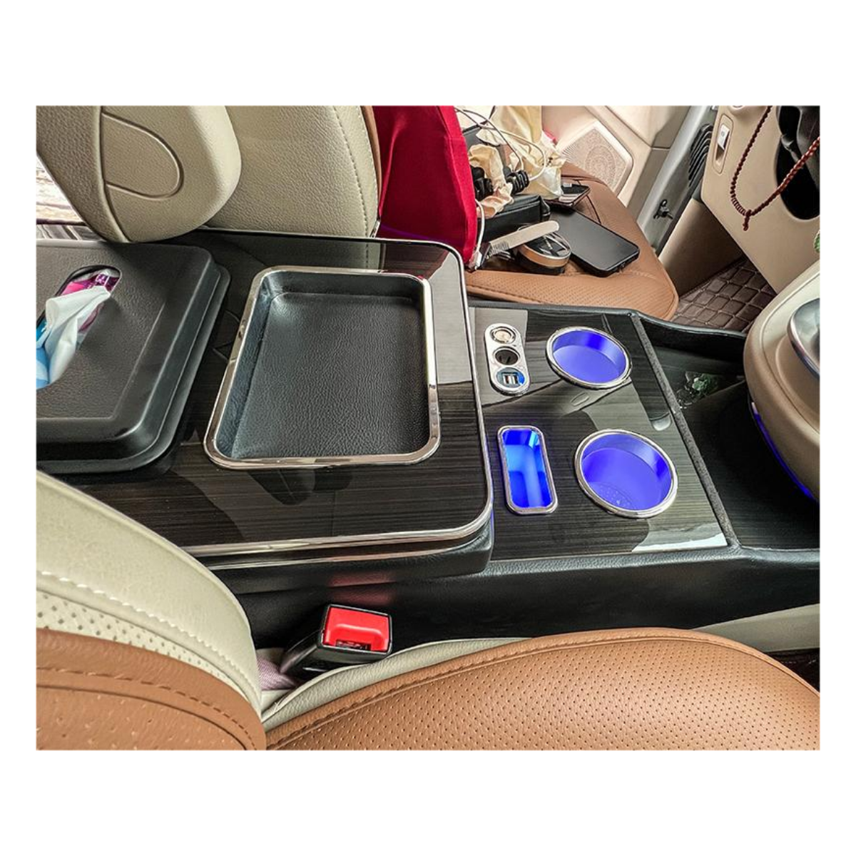 High-quality Central Armrest for Mercedes Viano W639 V-Class W447 2003-2019 With USB / LED Ambient Light/Black Car Armrest