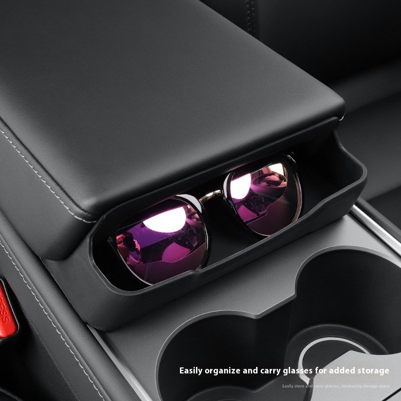 Silicone Armrest Case With Glasses Tray and Mobile Phone Storage Box Central Control Car Accessories for Tesla Model Y