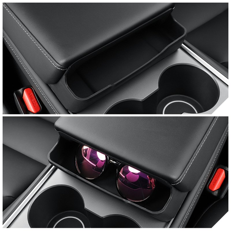 Silicone Armrest Case With Glasses Tray and Mobile Phone Storage Box Central Control Car Accessories for Tesla Model Y