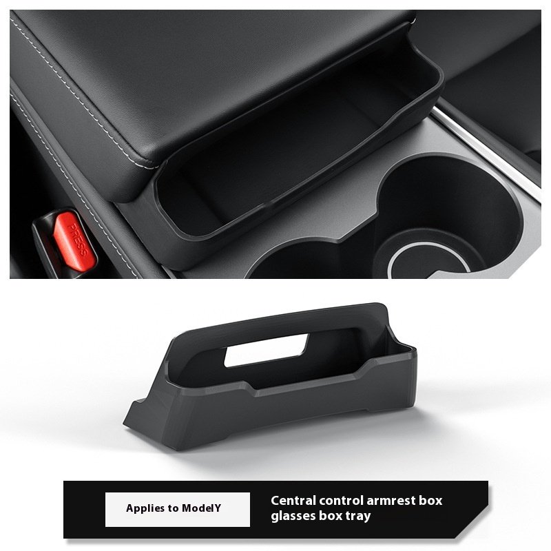 Silicone Armrest Case With Glasses Tray and Mobile Phone Storage Box Central Control Car Accessories for Tesla Model Y