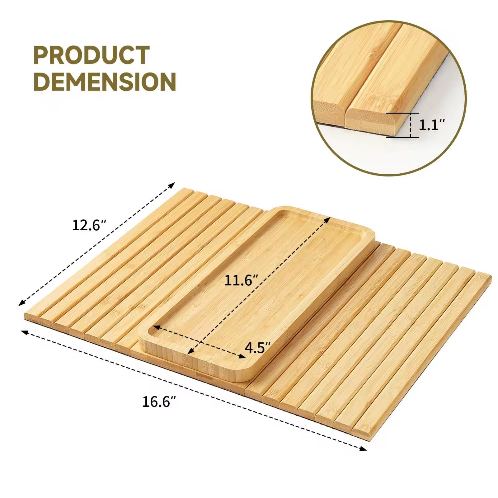 New Products Adjustable Couch Arm Tray Anti-Slip Bamboo Sofa Armrest Tray Sofa Tray Table With Cup Holder