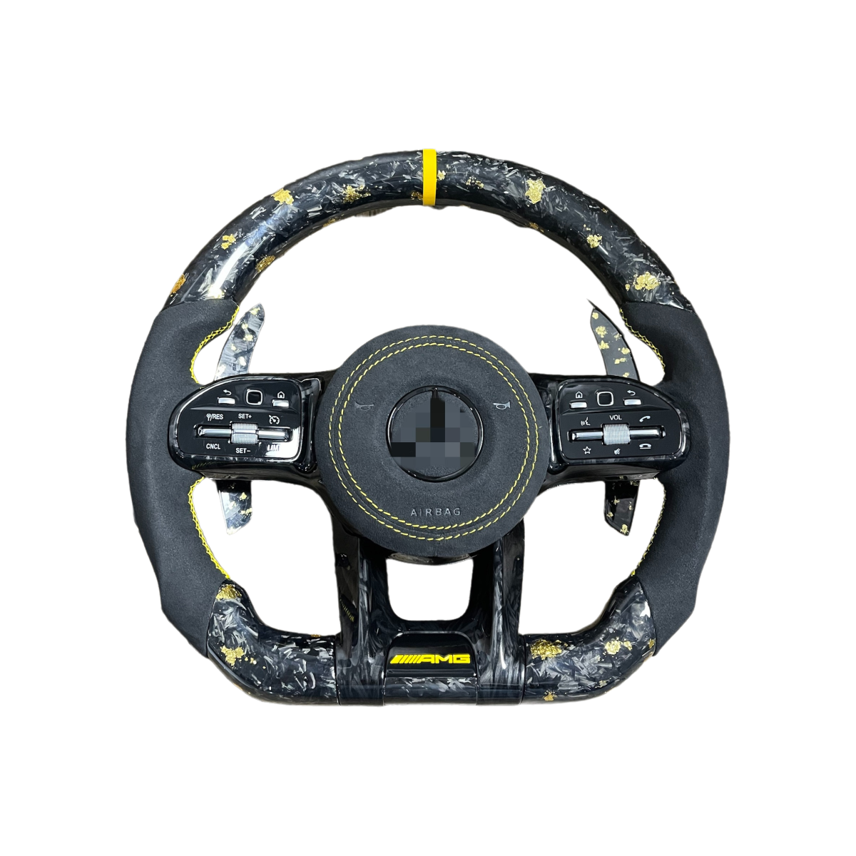 Custom AMG Carbon Fiber D-Shape Steering Wheel Benz E-Class GLS Personalized Red Stitch Color Sports Made Leather