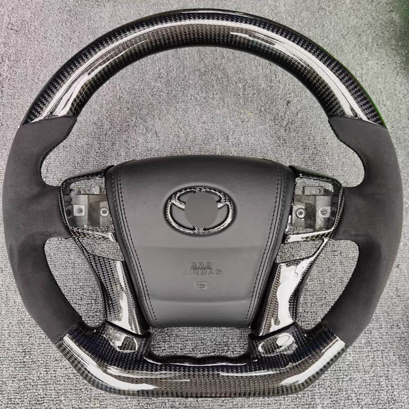 High Quality D-Shape Alcantara Leather Steering Wheel Carbon Fiber Modification for Toyota REIZ 2010-2013 Cars