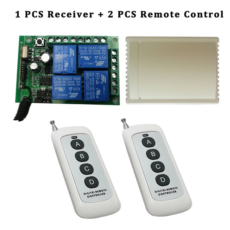 Universal Wireless Remote Control Switch DC 12V 4CH Relay Receiver Module With 4 Channel RF Remote 433 Mhz Transmitter
