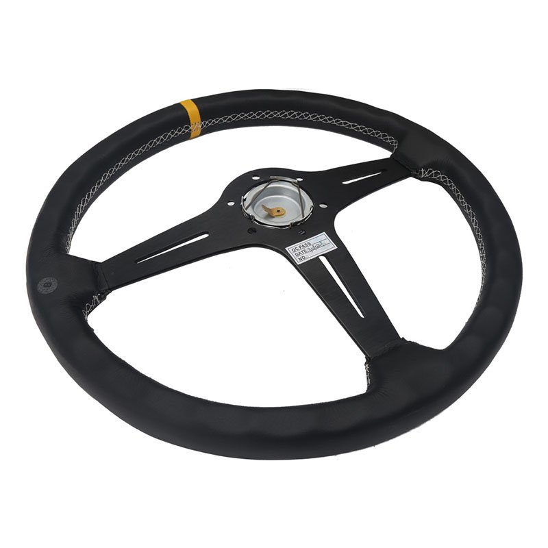 Universal Sport Racing F30 Steering-Wheel Leather 380mm Nob Classic White Stitching Car Steering Wheel