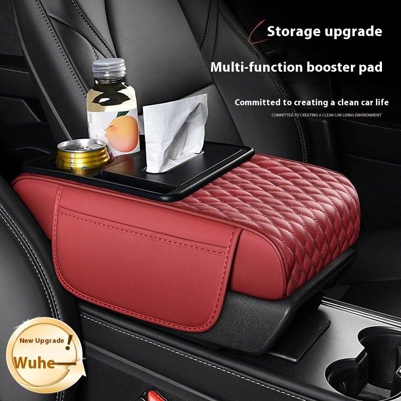 Car-Specific Central Leather Elbow Heightening Cushion ABS Armrest Box Protective Pad Universal Front Cup Holder & Tissue Box